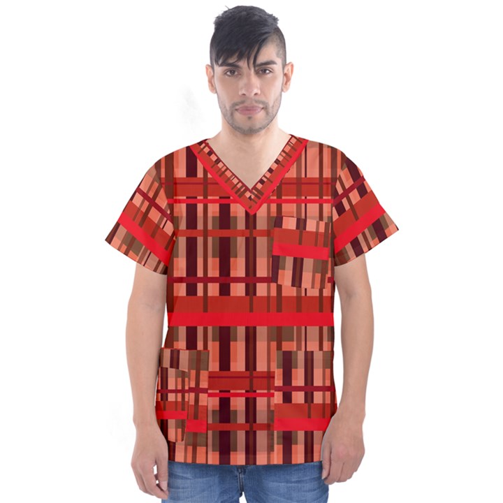 Fall Plaid Men s V-Neck Scrub Top