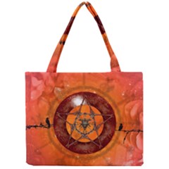 Awesome Skull On A Pentagram With Crows Mini Tote Bag by FantasyWorld7