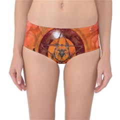 Awesome Skull On A Pentagram With Crows Mid-waist Bikini Bottoms by FantasyWorld7