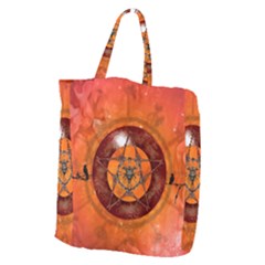 Awesome Skull On A Pentagram With Crows Giant Grocery Tote by FantasyWorld7