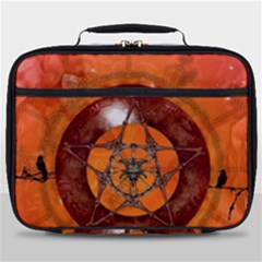 Awesome Skull On A Pentagram With Crows Full Print Lunch Bag by FantasyWorld7