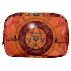 Awesome Skull On A Pentagram With Crows Make Up Pouch (small)