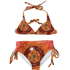 Awesome Skull On A Pentagram With Crows Kids  Classic Bikini Set by FantasyWorld7