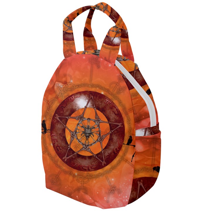 Awesome Skull On A Pentagram With Crows Travel Backpacks