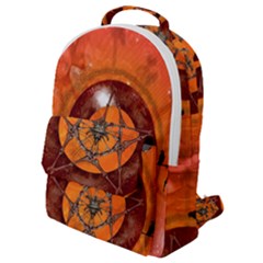 Awesome Skull On A Pentagram With Crows Flap Pocket Backpack (small) by FantasyWorld7