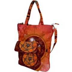 Awesome Skull On A Pentagram With Crows Shoulder Tote Bag by FantasyWorld7