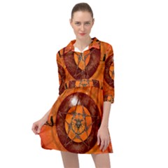 Awesome Skull On A Pentagram With Crows Mini Skater Shirt Dress