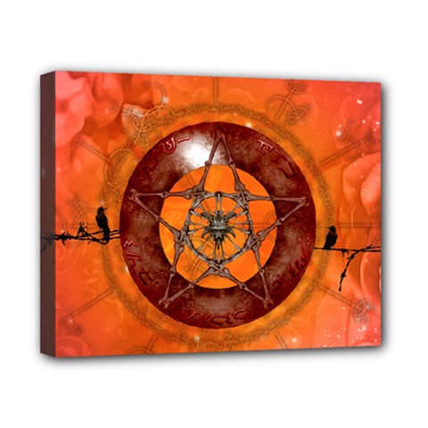 Awesome Skull On A Pentagram With Crows Canvas 10  X 8  (stretched) by FantasyWorld7