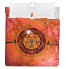 Awesome Skull On A Pentagram With Crows Duvet Cover Double Side (queen Size) by FantasyWorld7