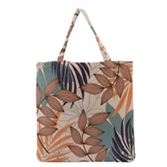 Trend Abstract Seamless Pattern With Colorful Tropical Leaves Plants Beige Grocery Tote Bag by Vaneshart