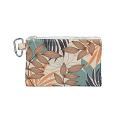 Trend Abstract Seamless Pattern With Colorful Tropical Leaves Plants Beige Canvas Cosmetic Bag (small) by Vaneshart