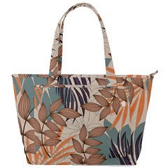 Trend Abstract Seamless Pattern With Colorful Tropical Leaves Plants Beige Back Pocket Shoulder Bag 