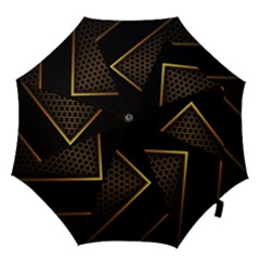 Black Arrow Gold Line Hexagon Mesh Pattern Hook Handle Umbrellas (large) by Vaneshart