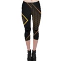 Black Arrow Gold Line Hexagon Mesh Pattern Capri Leggings  View1