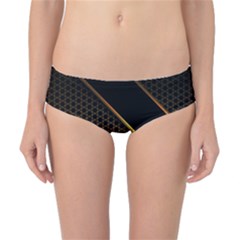 Black Arrow Gold Line Hexagon Mesh Pattern Classic Bikini Bottoms by Vaneshart