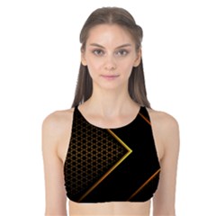 Black Arrow Gold Line Hexagon Mesh Pattern Tank Bikini Top by Vaneshart