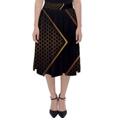 Black Arrow Gold Line Hexagon Mesh Pattern Classic Midi Skirt by Vaneshart