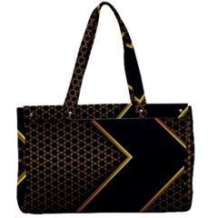 Black Arrow Gold Line Hexagon Mesh Pattern Canvas Work Bag by Vaneshart