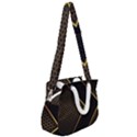 Black Arrow Gold Line Hexagon Mesh Pattern Rope Handles Shoulder Strap Bag View2