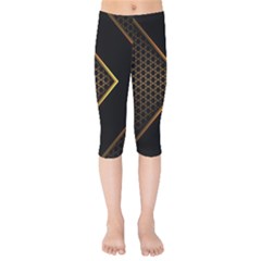 Black Arrow Gold Line Hexagon Mesh Pattern Kids  Capri Leggings  by Vaneshart