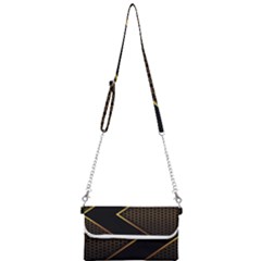 Black Arrow Gold Line Hexagon Mesh Pattern Mini Crossbody Handbag by Vaneshart