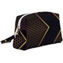 Black Arrow Gold Line Hexagon Mesh Pattern Wristlet Pouch Bag (Large) View1