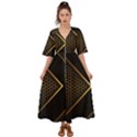 Black Arrow Gold Line Hexagon Mesh Pattern Kimono Sleeve Boho Dress View1