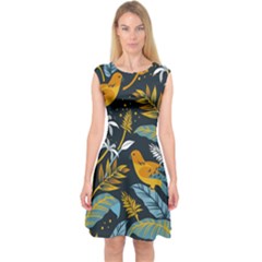 Birds Nature Design Capsleeve Midi Dress by Vaneshart