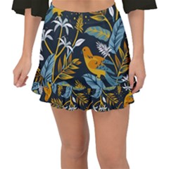 Birds Nature Design Fishtail Mini Chiffon Skirt by Vaneshart