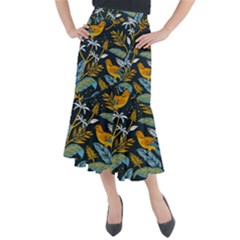 Birds Nature Design Midi Mermaid Skirt