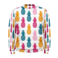 Tropic Fruit Pineapple Seamless Pattern Design Vector Illustration Men s Sweatshirt by Vaneshart