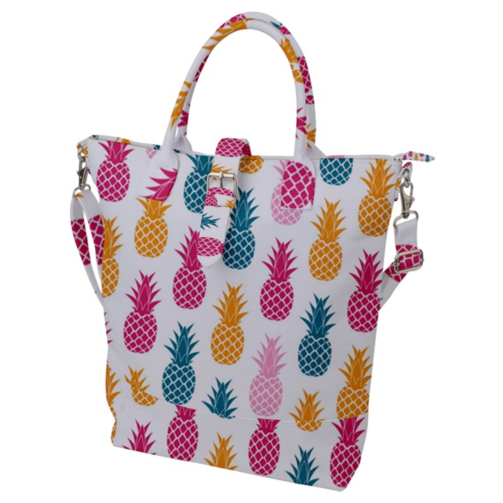 Tropic Fruit Pineapple Seamless Pattern Design Vector Illustration Buckle Top Tote Bag