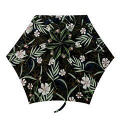 Trending Abstract Seamless Pattern With Colorful Tropical Leaves Plants Black Background Mini Folding Umbrellas by Vaneshart