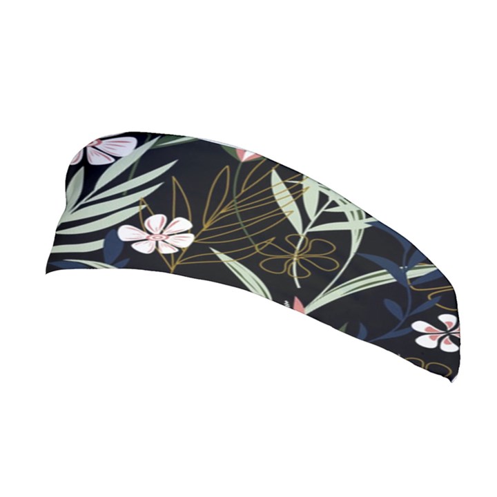 Trending Abstract Seamless Pattern With Colorful Tropical Leaves Plants Black Background Stretchable Headband