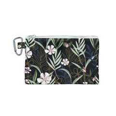 Trending Abstract Seamless Pattern With Colorful Tropical Leaves Plants Black Background Canvas Cosmetic Bag (small) by Vaneshart