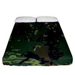 Military Background Grunge Style Fitted Sheet (queen Size) by Vaneshart