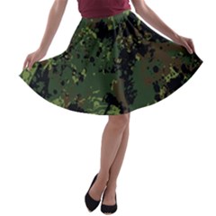 Military Background Grunge Style A-line Skater Skirt by Vaneshart