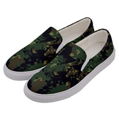 Military Background Grunge Style Men s Canvas Slip Ons by Vaneshart