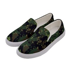 Military Background Grunge Style Women s Canvas Slip Ons by Vaneshart