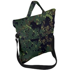 Military Background Grunge Style Fold Over Handle Tote Bag