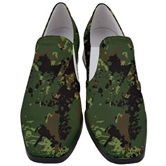 Military Background Grunge Style Women Slip On Heel Loafers by Vaneshart