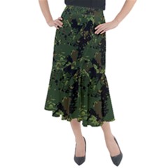 Military Background Grunge Style Midi Mermaid Skirt