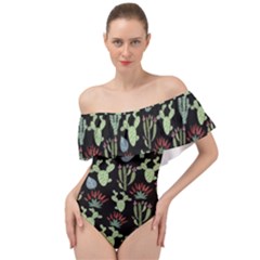 Cute Africa Seamless Pattern Off Shoulder Velour Bodysuit 