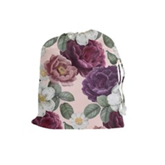 Romantic Floral Background Drawstring Pouch (large) by Vaneshart