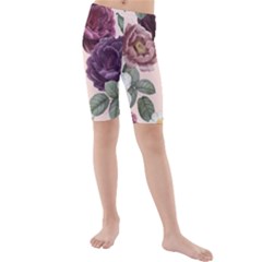 Romantic Floral Background Kids  Mid Length Swim Shorts by Vaneshart