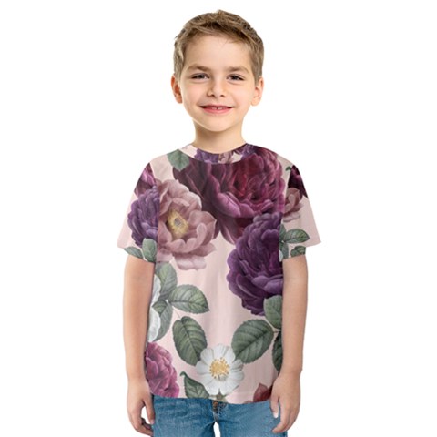 Romantic Floral Background Kids  Sport Mesh Tee by Vaneshart