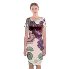 Romantic Floral Background Classic Short Sleeve Midi Dress by Vaneshart