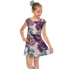 Romantic Floral Background Kids  Cap Sleeve Dress by Vaneshart