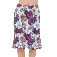 Romantic Floral Background Short Mermaid Skirt by Vaneshart