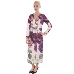 Romantic Floral Background Velvet Maxi Wrap Dress by Vaneshart